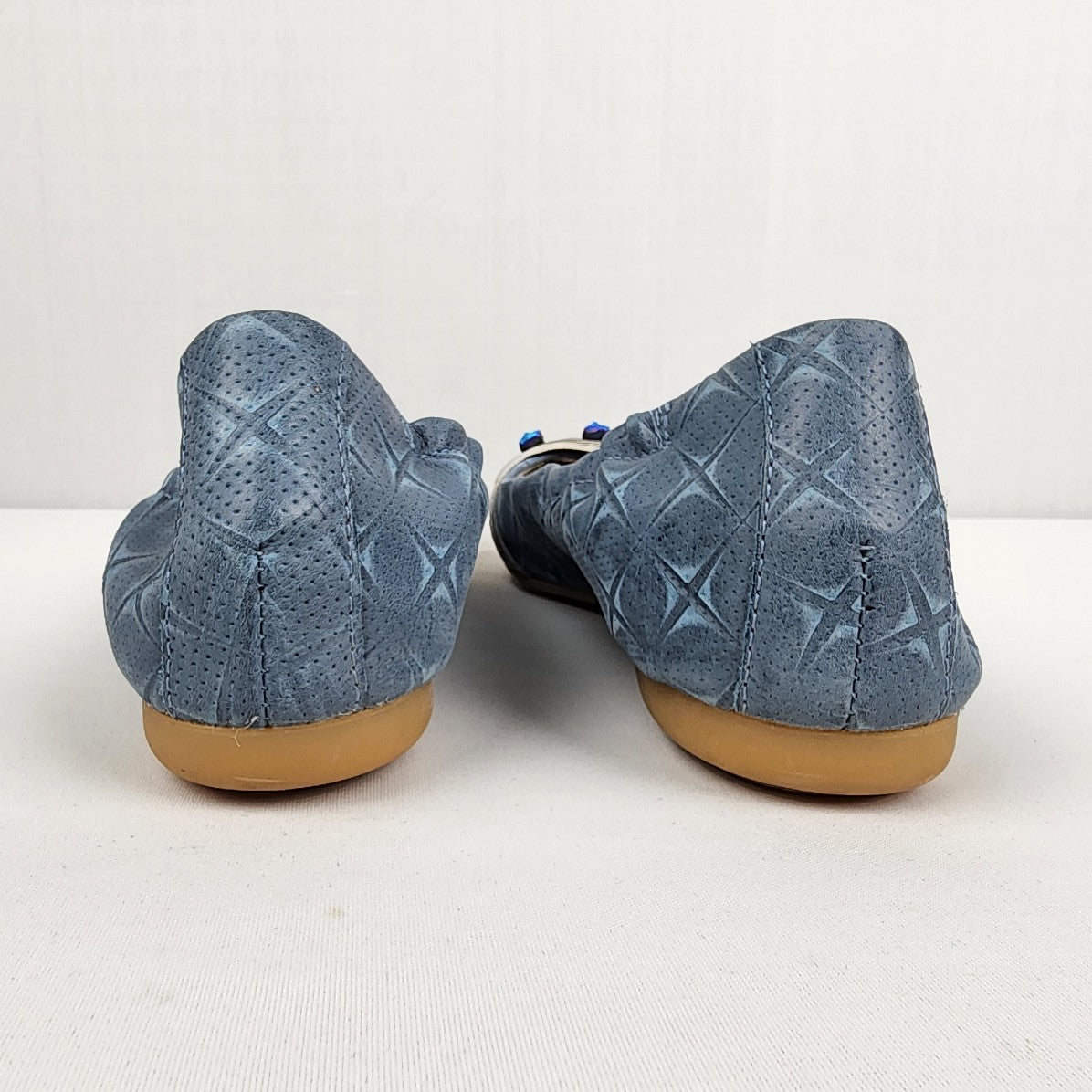 Mjus Blue Stone Detail Leather Ballet Flats Size 8