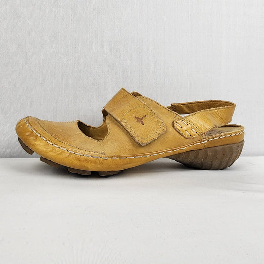 Pikolinos Yellow Leather Sling Back Shoes Size 10.5