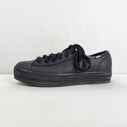 Keds Black Leather Lace Up Sneakers Size 7.5