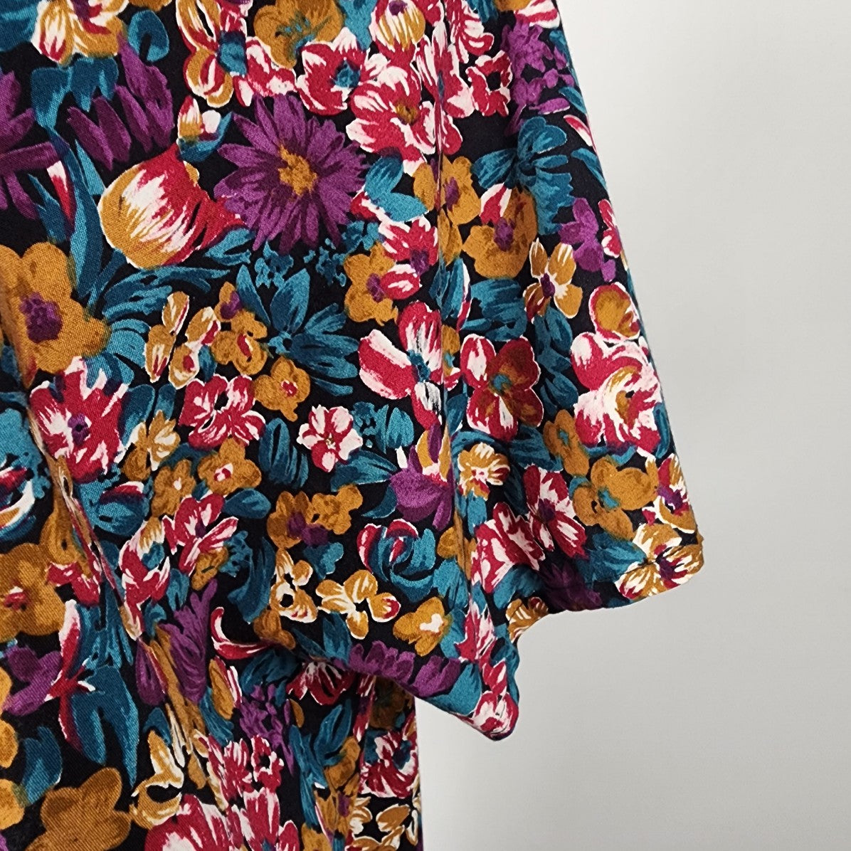 Liz Moody Purple & Yellow Flower Cotton Blend Top Size XL