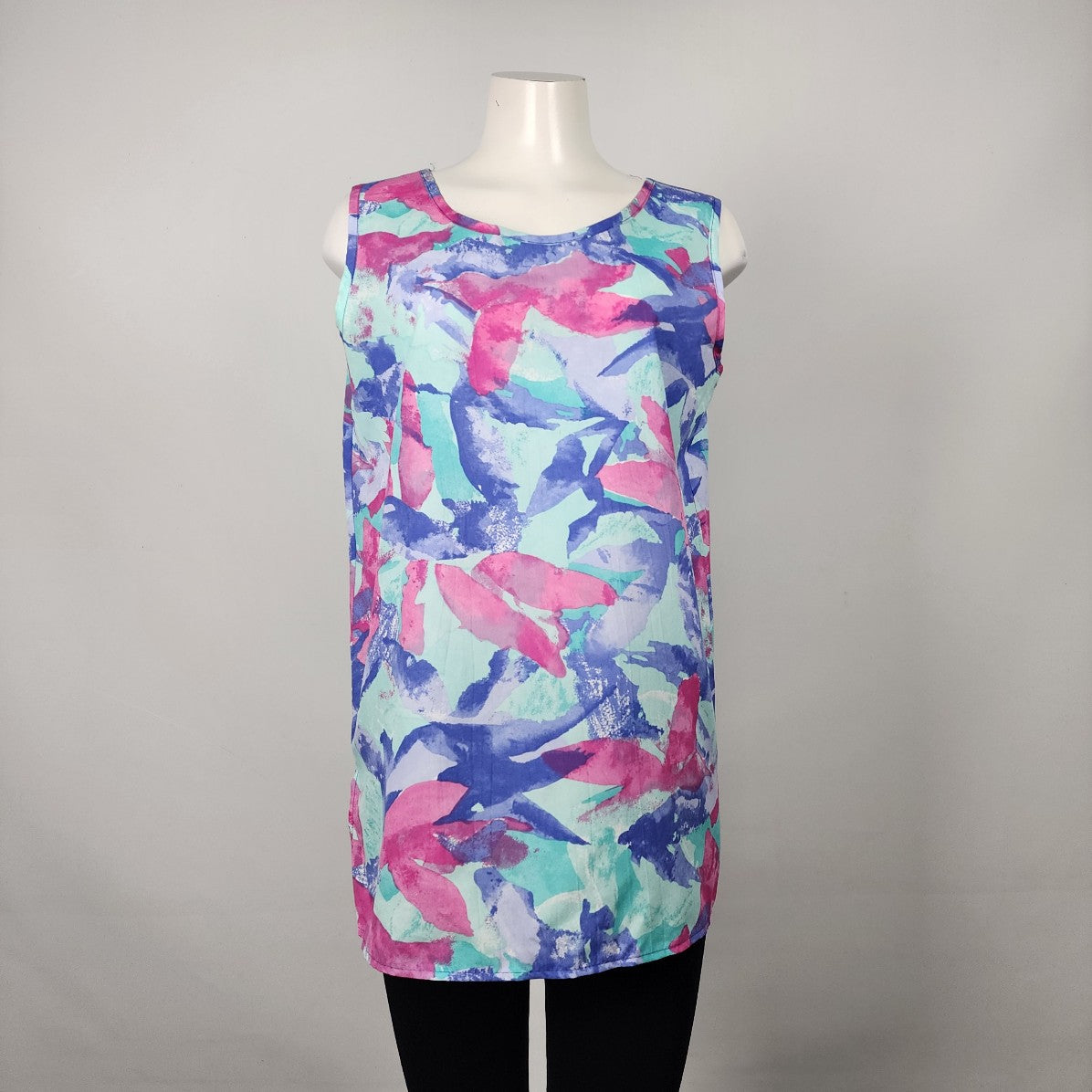 Vintage Mr. Max Pink Floral Sleeveless Top Size M