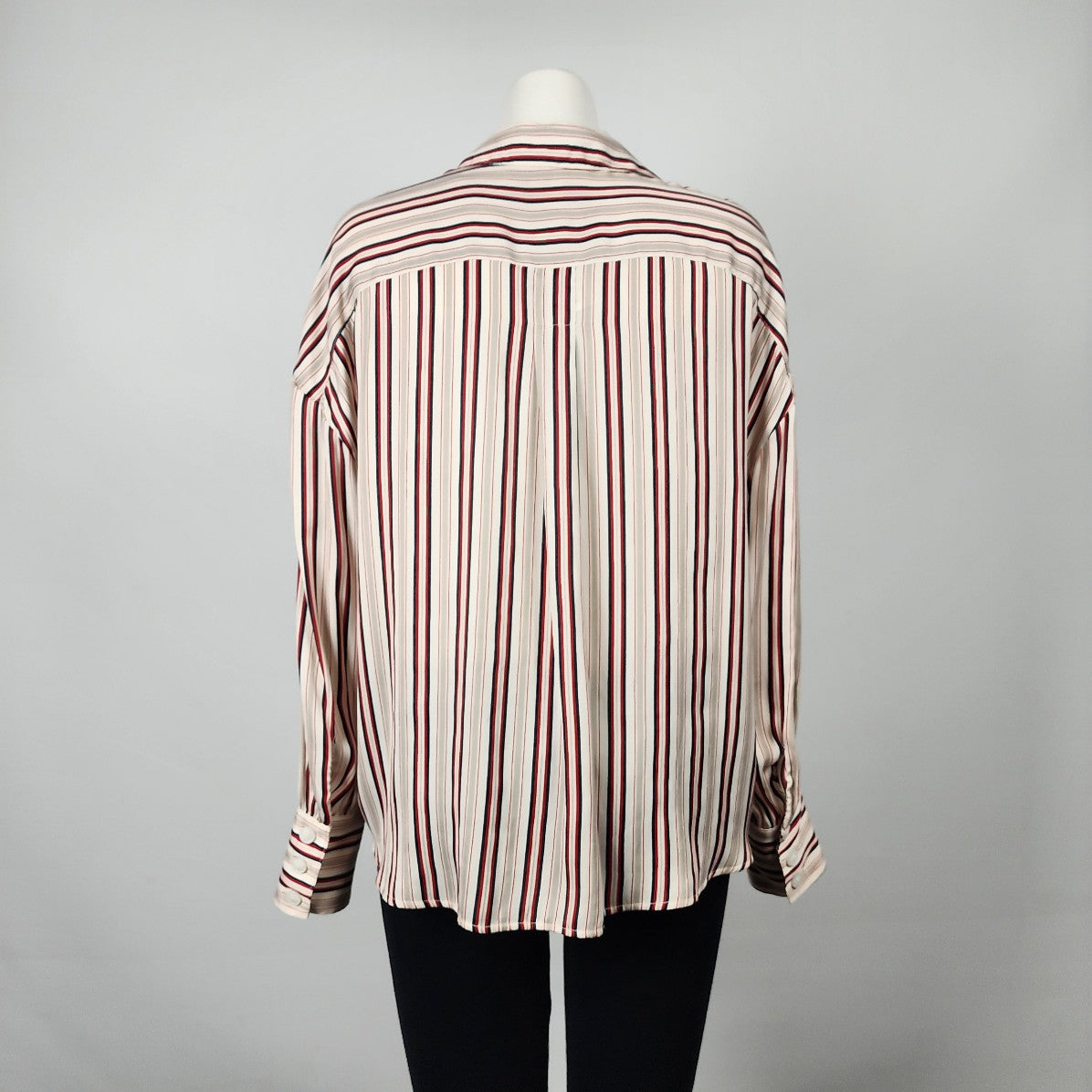 Free People Red & White Striped Button Up Blouse Top Size S