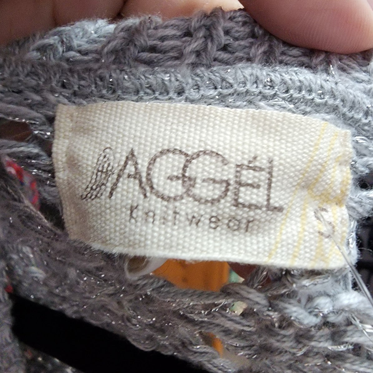 Aggel Knitwear Grey Cotton Blend Sweater Top Size Size S