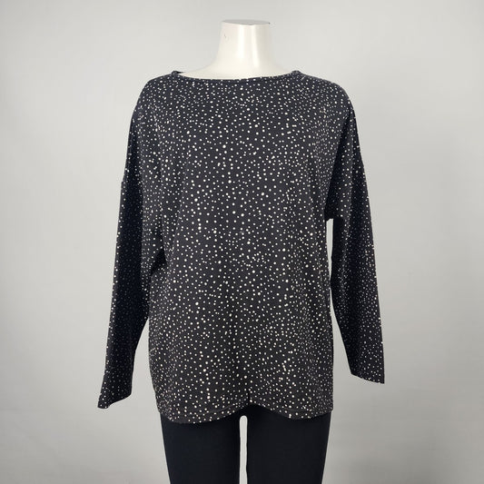 Gilmour Black Speckle Print Long Sleeve Top Size L