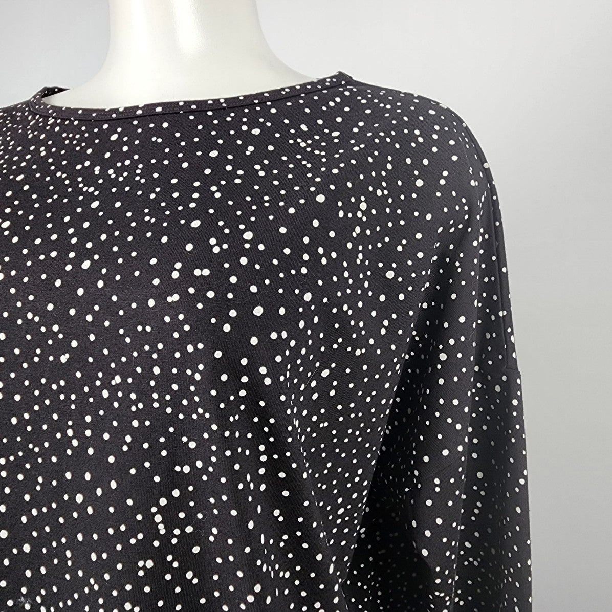 Gilmour Black Speckle Print Long Sleeve Top Size L