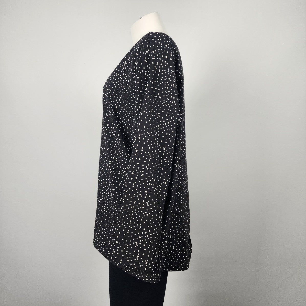 Gilmour Black Speckle Print Long Sleeve Top Size L