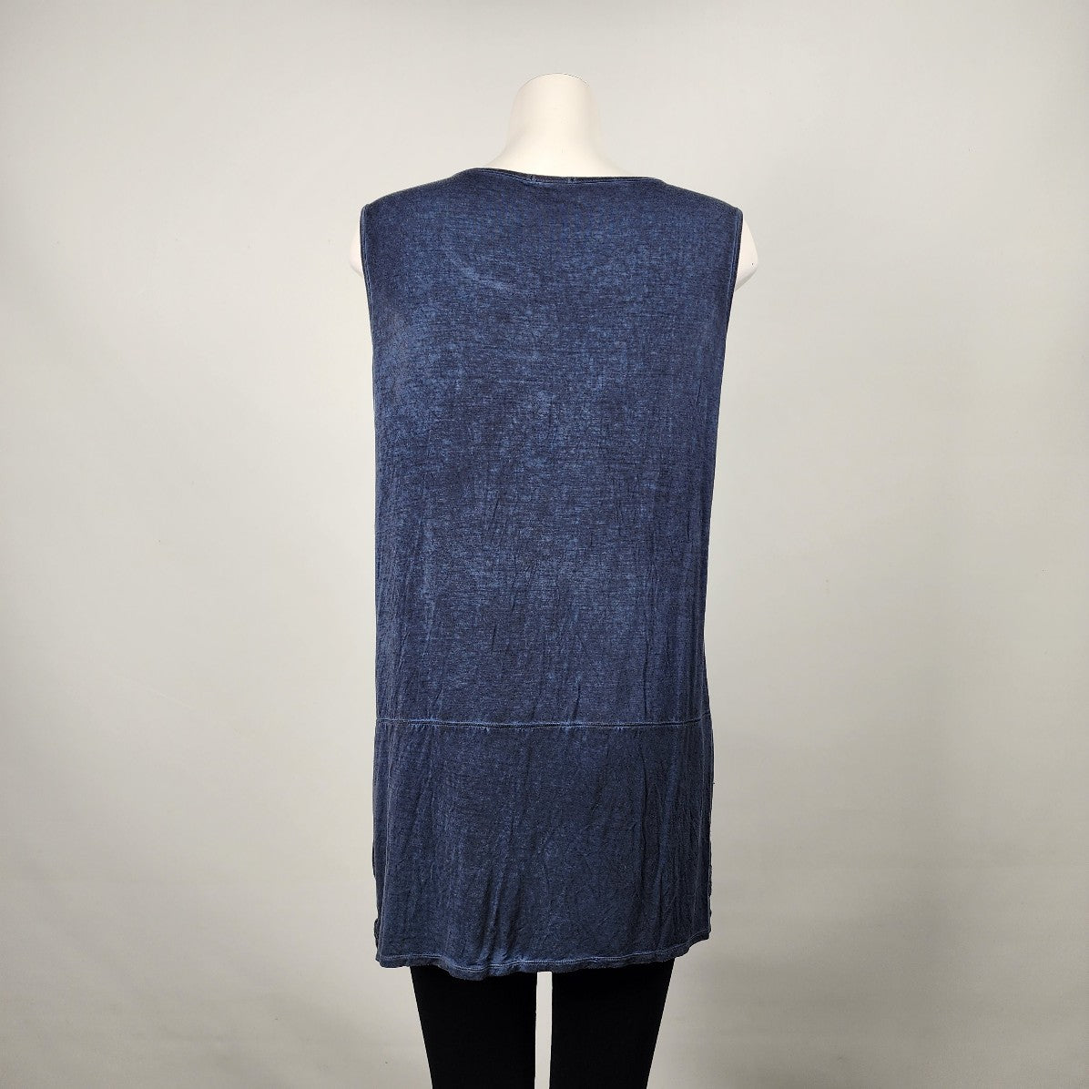 Onyx Denim Blue Lace Bottom Sleeveless Tunic Top Size L