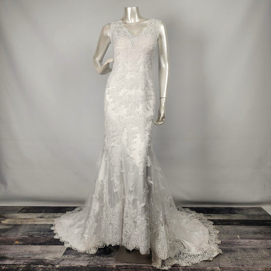 Maggie Sottero White Lace Mermaid Wedding Gown Size S
