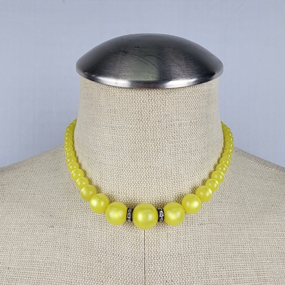 Vintage Yellow Beaded Choker Necklace