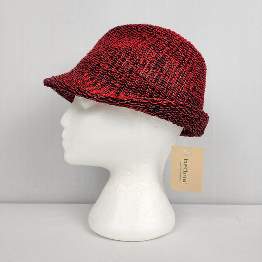 Bettina Made In Italy Red Woven Fedora Hat