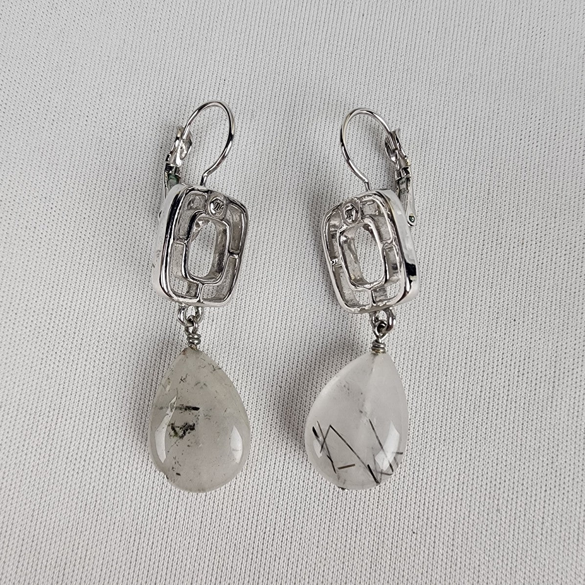 Myka Silver Quartz White Stone Drop Earrings