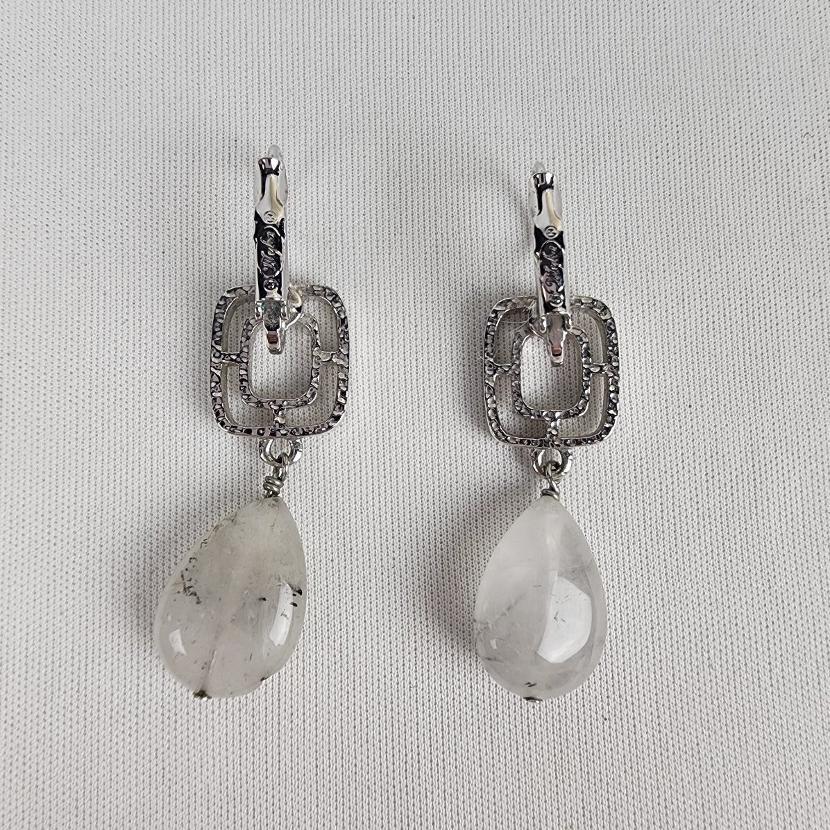 Myka Silver Quartz White Stone Drop Earrings