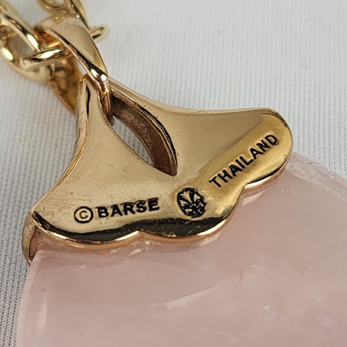 Barse Gold Chain Rose Quartz Pendant Statement Necklace