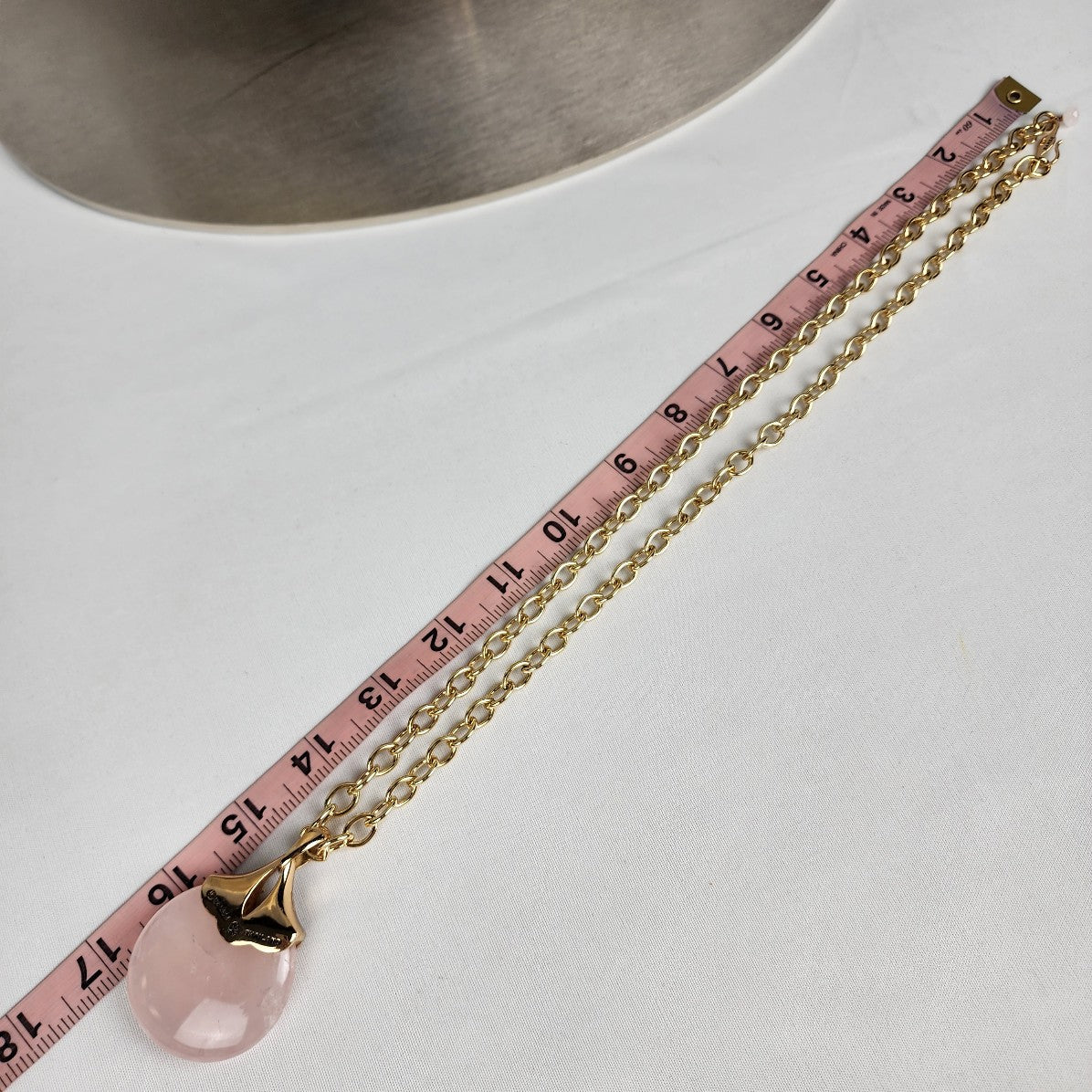 Barse Gold Chain Rose Quartz Pendant Statement Necklace