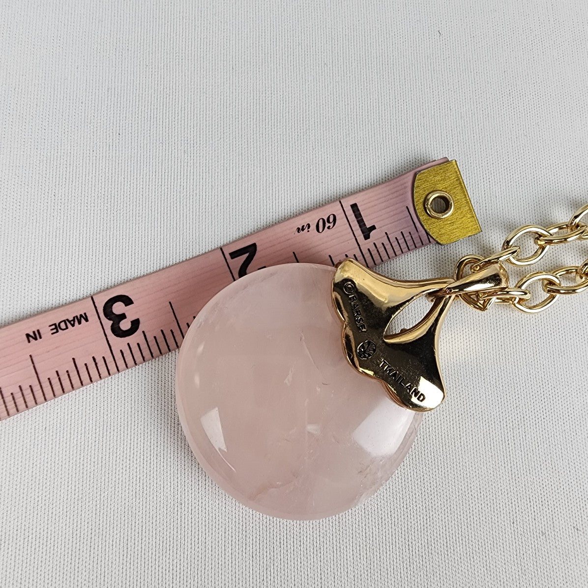 Barse Gold Chain Rose Quartz Pendant Statement Necklace