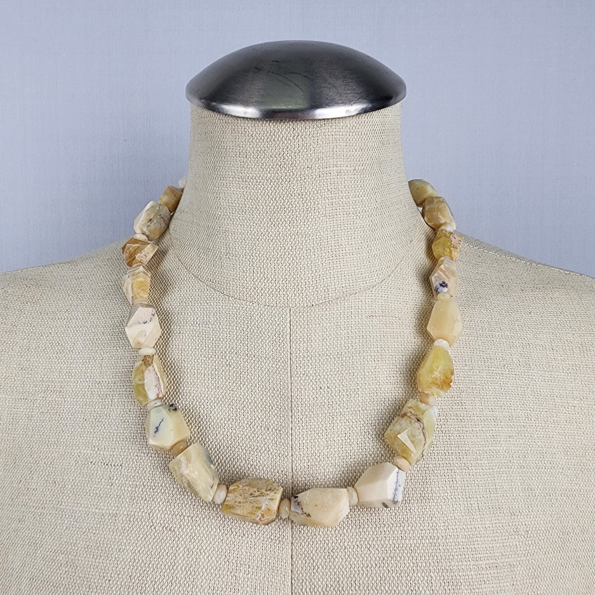 Yellow Opal Cut Stone Beaded Necklace