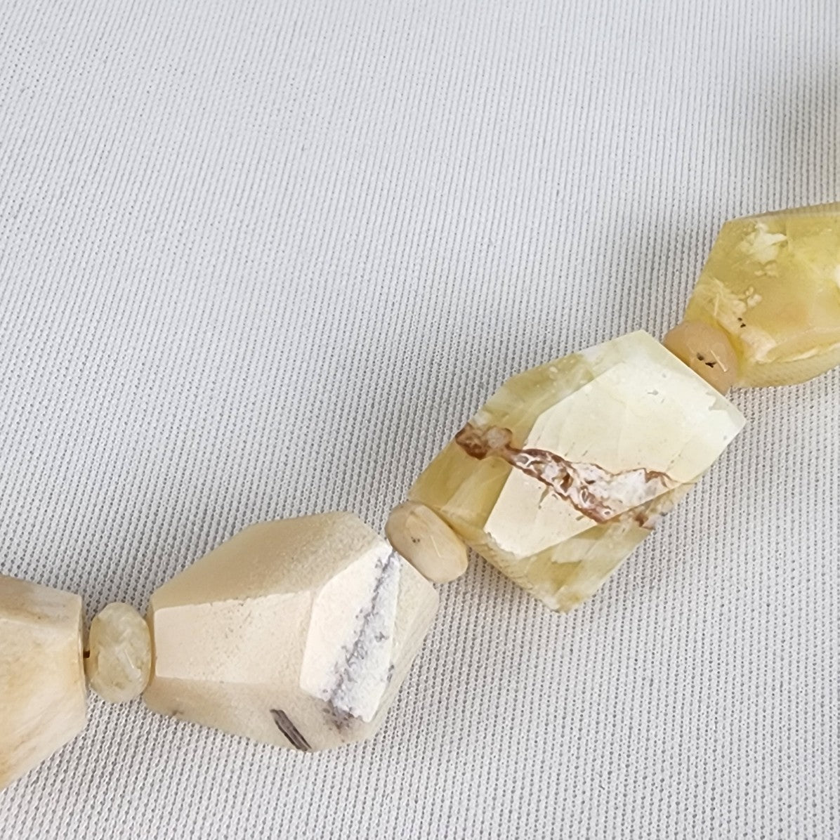 Yellow Opal Cut Stone Beaded Necklace