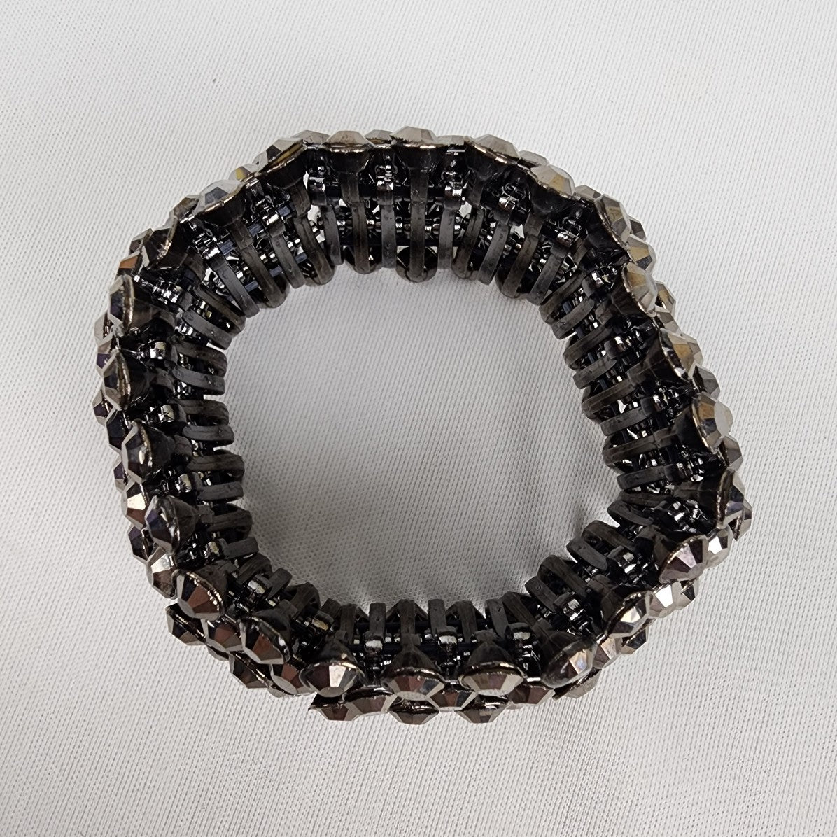 Black Glass Stones Chunky Stretch Bracelet