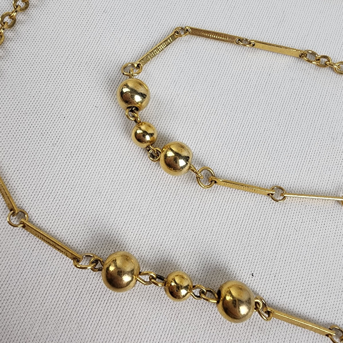 Vintage Gold Tone Chain Beaded Long Necklace