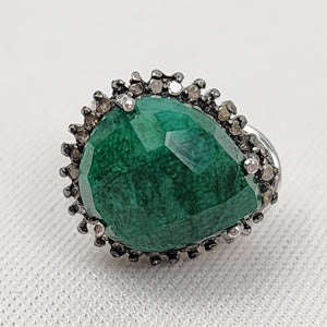 Sterling Silver Green Natural Faceted Stone Stud Earrings