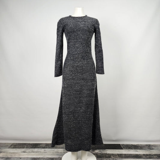 Vintage Holt Renfrew Wayne Clark Black Metallic Knit Long Sleeve Dress Size 6