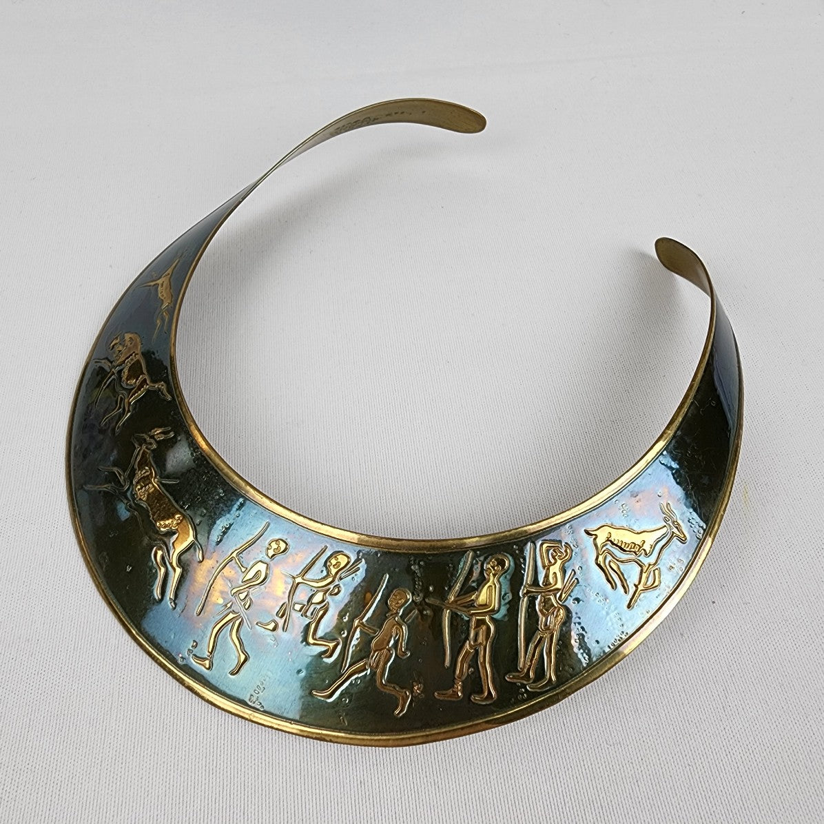 Vintage Gold Tone Egyptian Bib Necklace
