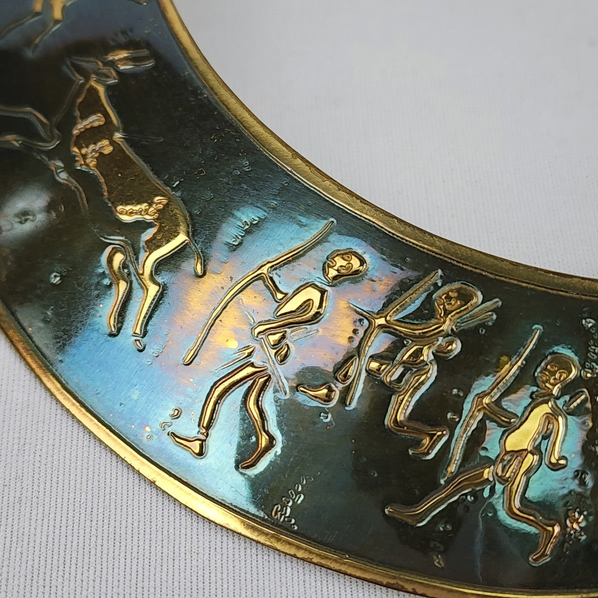 Vintage Gold Tone Egyptian Bib Necklace