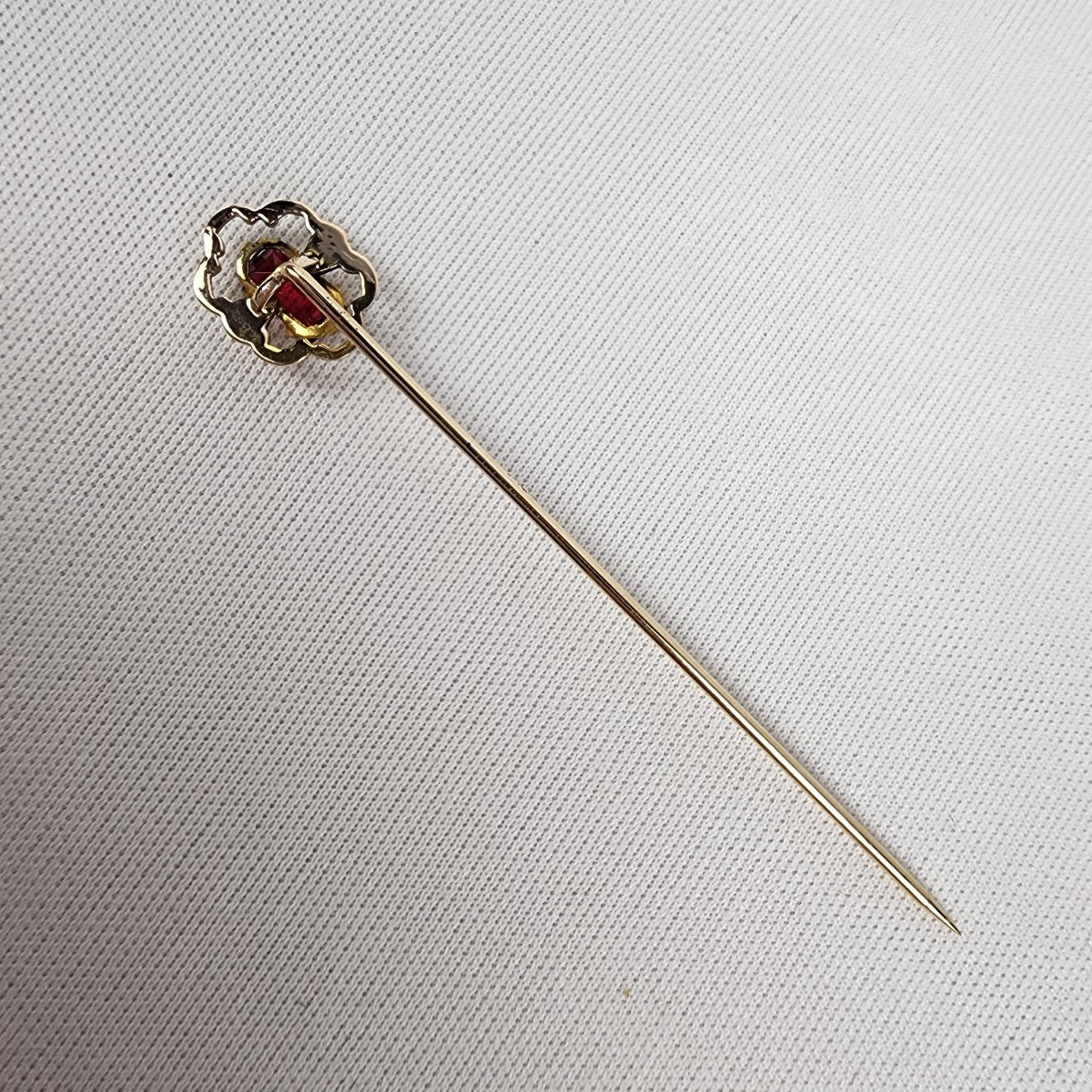 14K Yellow Gold Garnet Stick Pin Hat Pin
