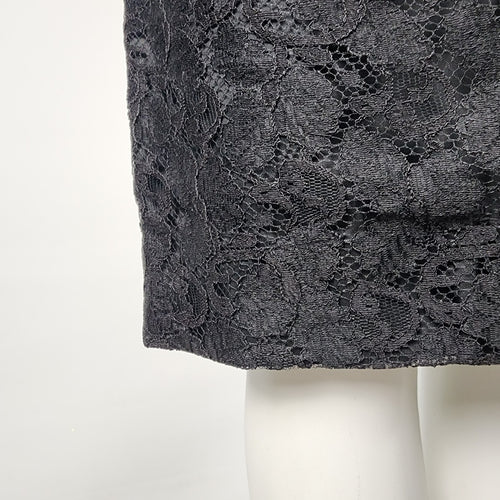 Vintage Laurence Dress Black Lace Sheath Belted Dress Size S
