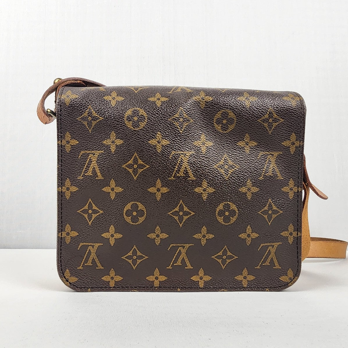 Louis Vuitton Cartouchiere MM Monogram Canvas Leather Strap Messenger Purse