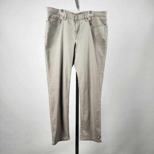 Eileen Fisher Tan Cotton Straight Leg Pants Size 14