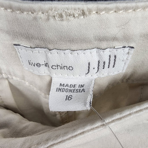 J. Jill Live-in Chino Cream Cotton Blend Straight Leg Pants Size 16