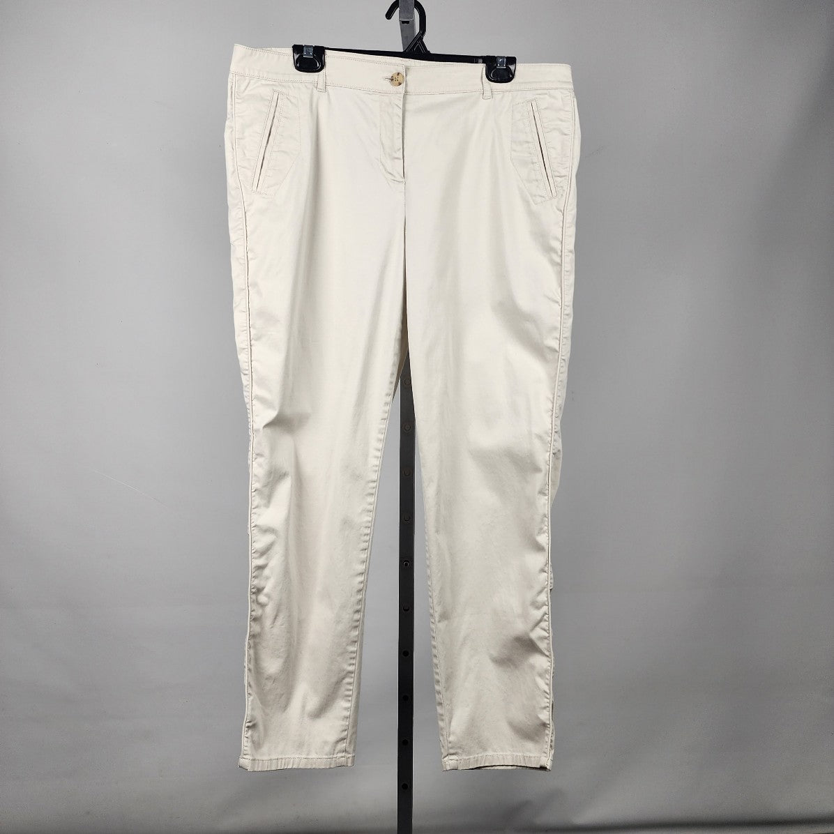 J. Jill Live-in Chino Cream Cotton Blend Straight Leg Pants Size 16