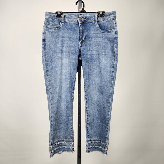 Charlie Blue Cotton Raw Hem Skinny Jeans Size 12