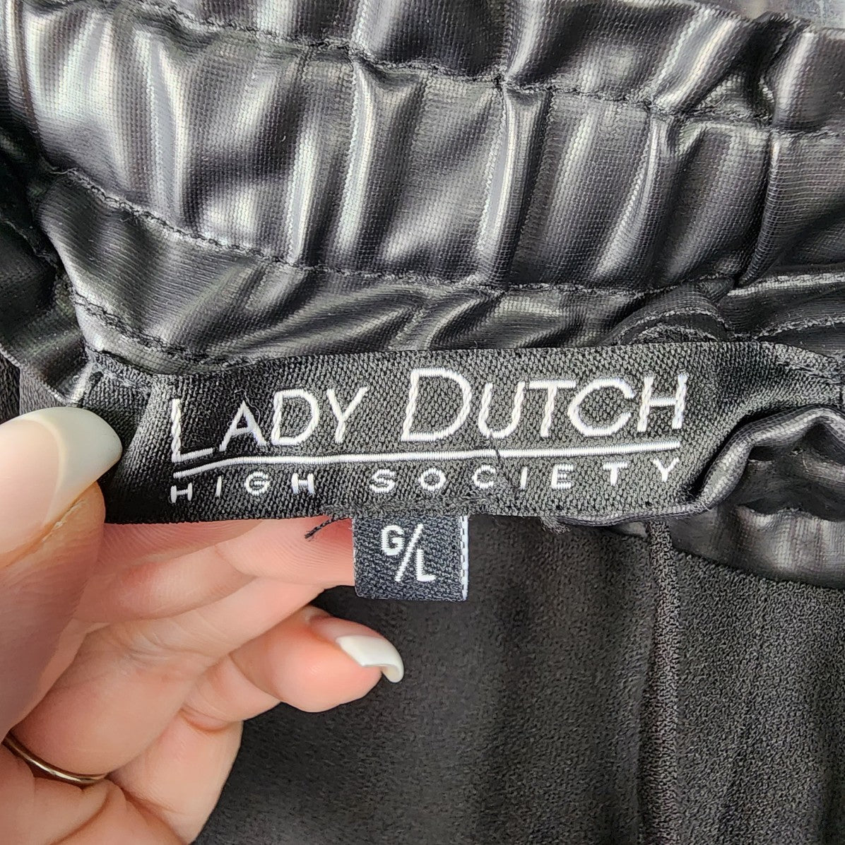 Lady Dutch Black Faux Leather Trim Jogger Pants Size L