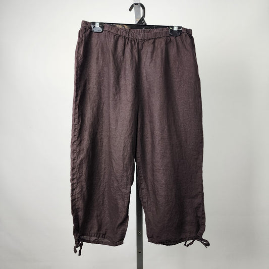 Eileen Fisher Irish Linen Brown Coulotte Pants Size M
