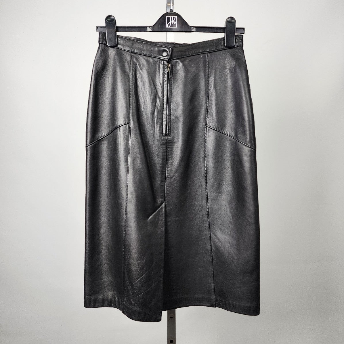 Vintage Black Leather Pencil Skirt Size S