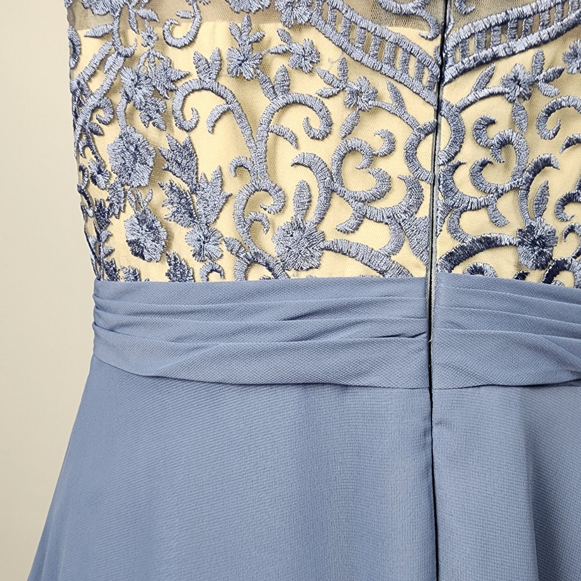 JJ'S House Blue Lace Illusion Neckline Bridesmaid Event Gown Size 2XL
