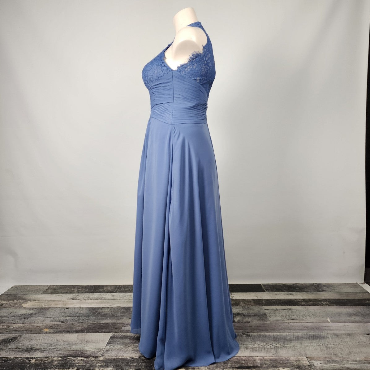 JJ'S House Blue Lace Halter Neck Bridesmaid Gown Size 1XL