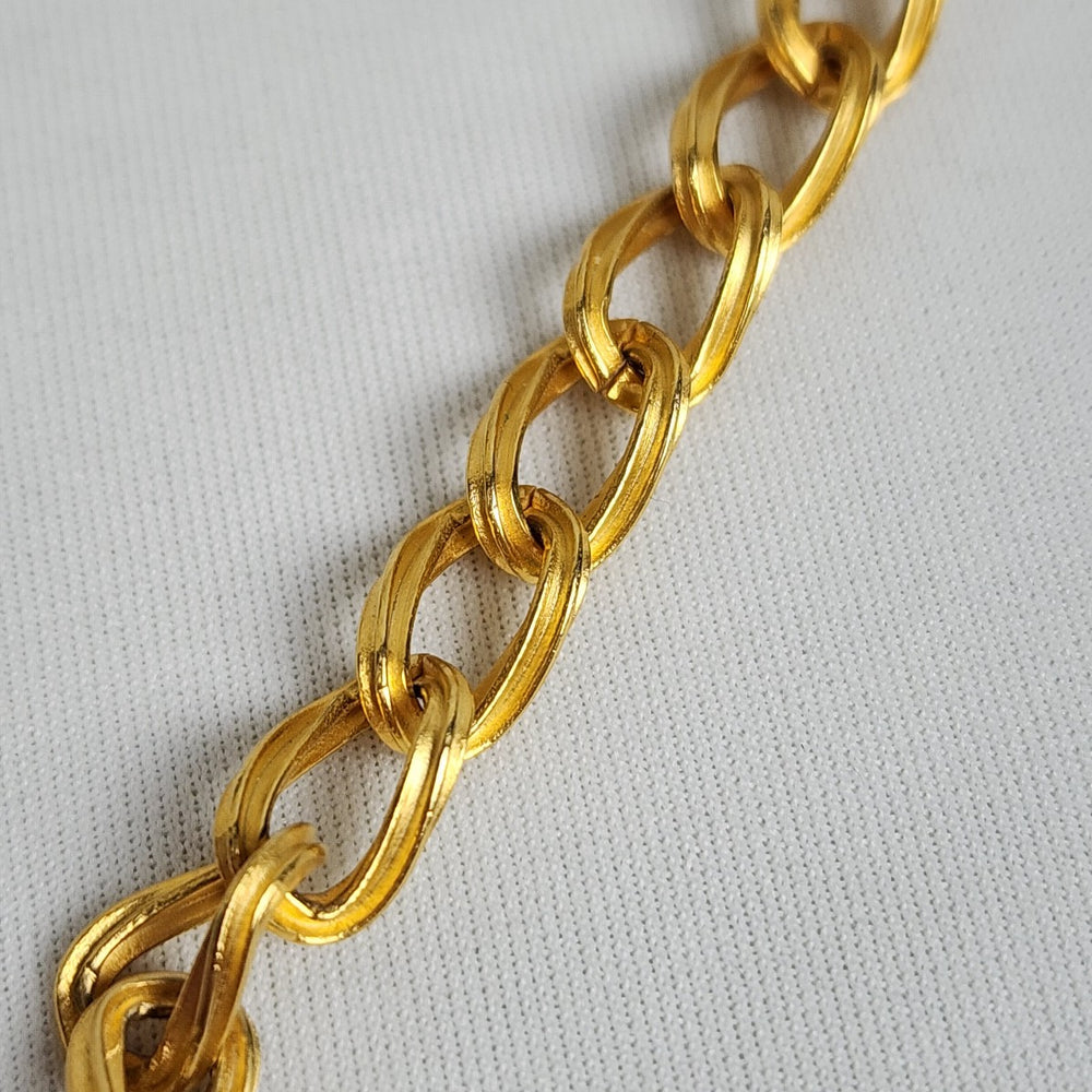 Vintage Matt Gold Tone Etched Statement Necklace