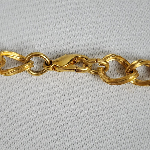 Vintage Matt Gold Tone Etched Statement Necklace