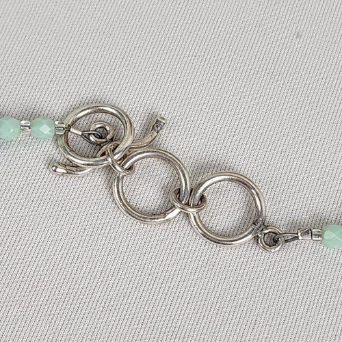 Natural Stone Faceted Glass Teal Beaded Teardrop Necklace