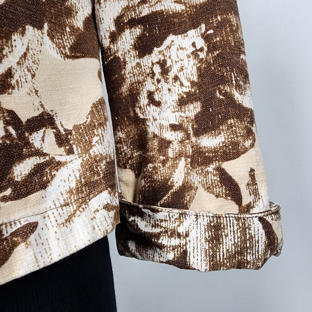 Coldwater Creek Brown Cotton & Linen Blend Button Up Jacket Size Petite 8