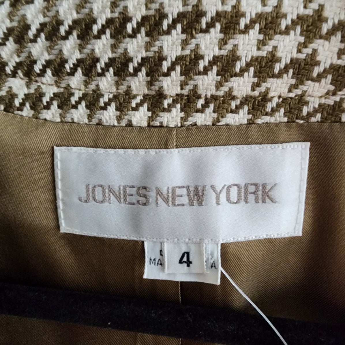 Vintage Jones New York Brown Houndstooth Blazer Size 4