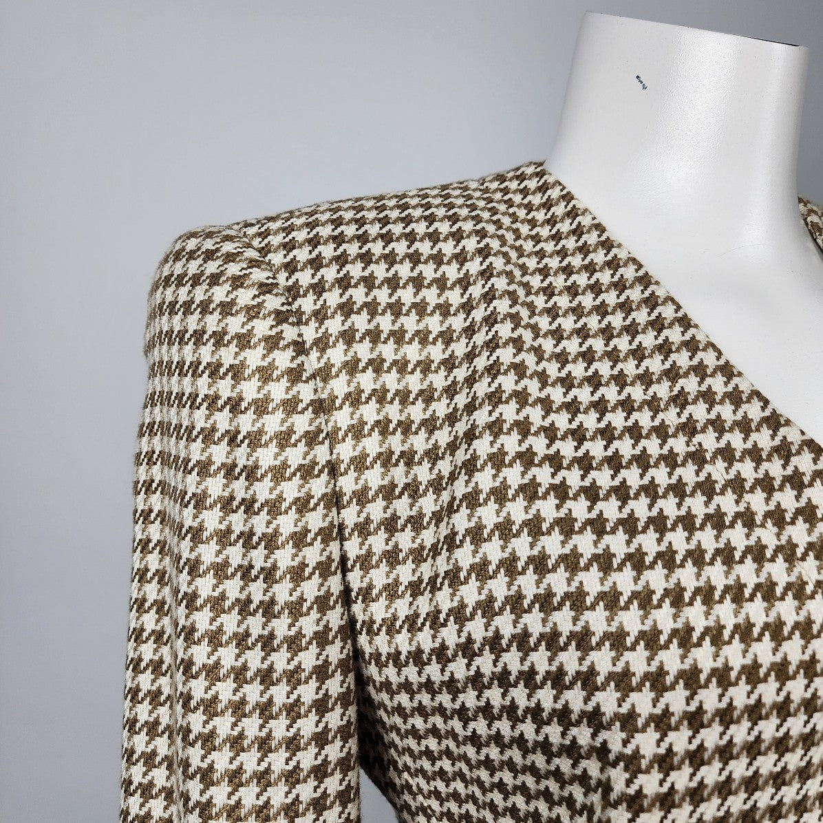 Vintage Jones New York Brown Houndstooth Blazer Size 4