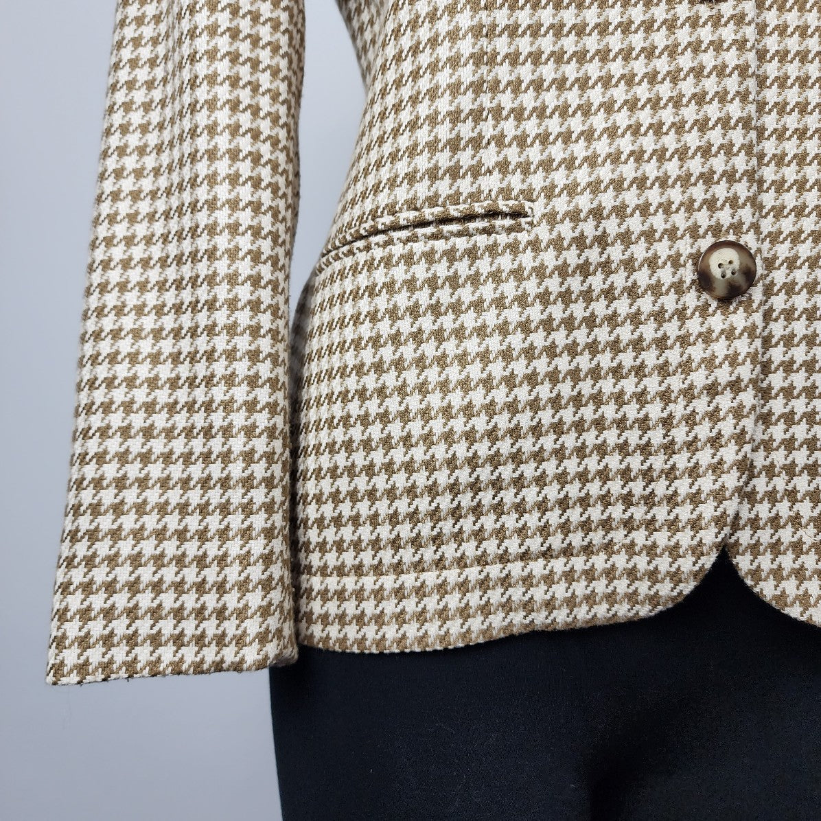 Vintage Jones New York Brown Houndstooth Blazer Size 4