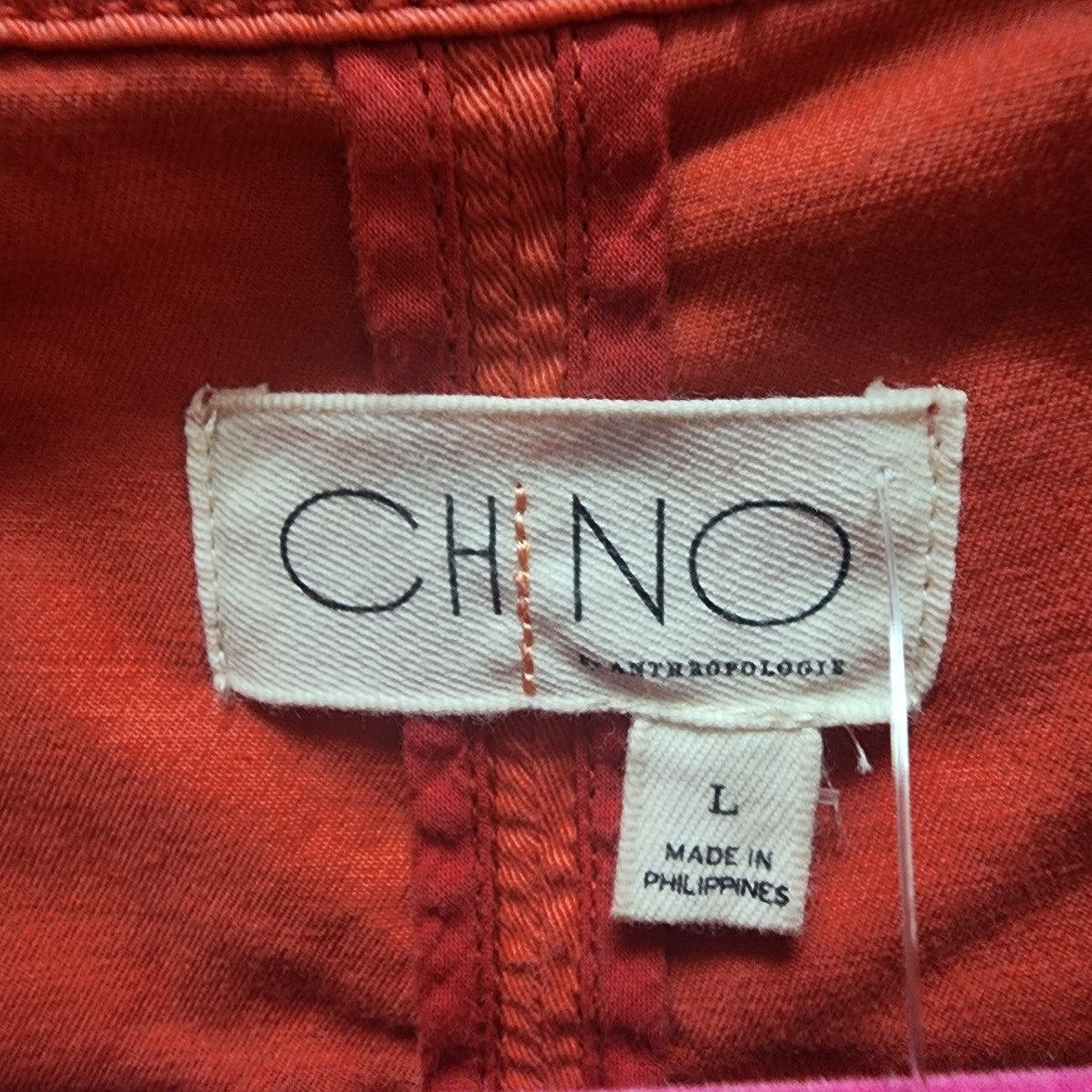 CHINO by Anthropologie Orange Cotton Button Up Jacket Size L