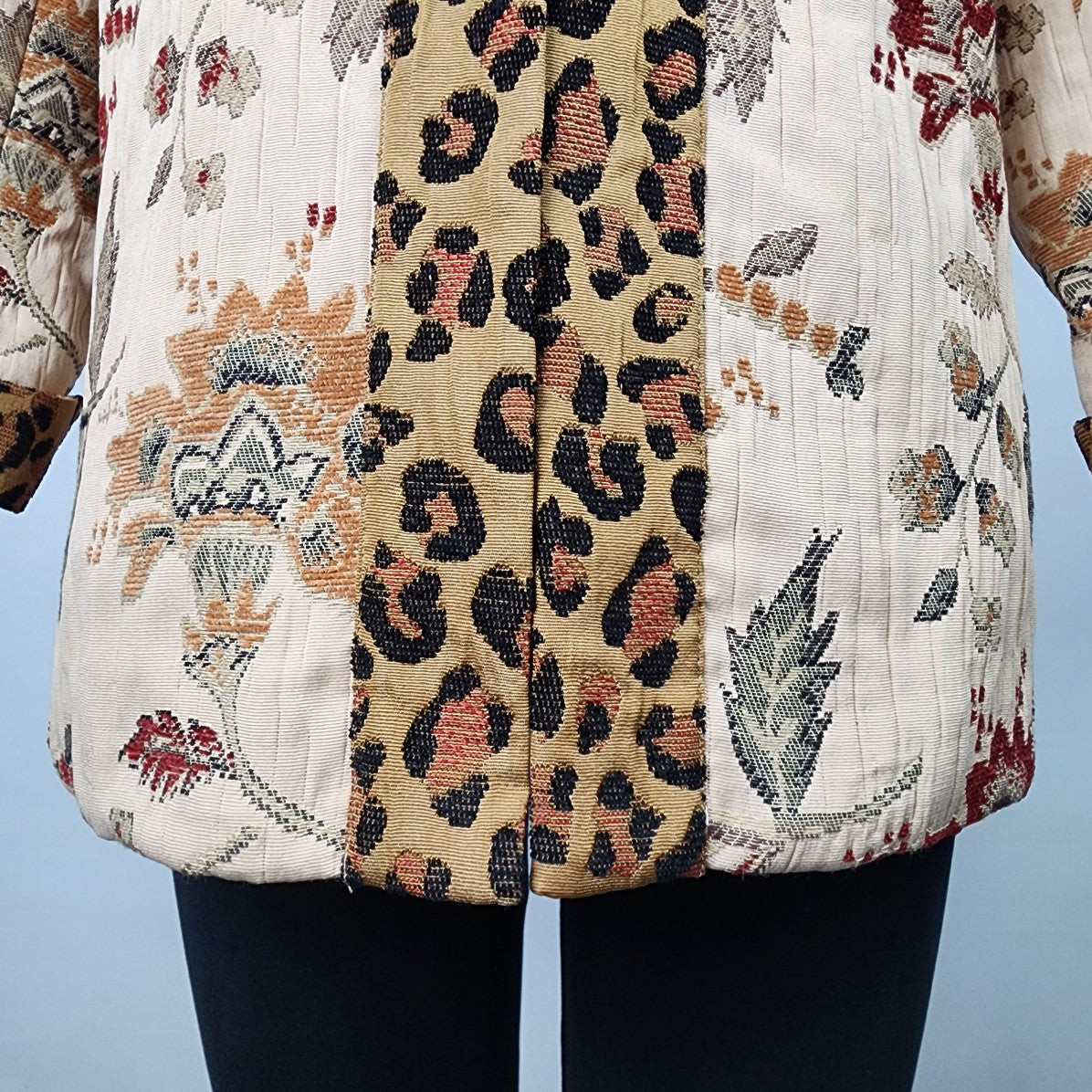Laura Ashley Brown Floral Animal Print Kimono Jacket Size S