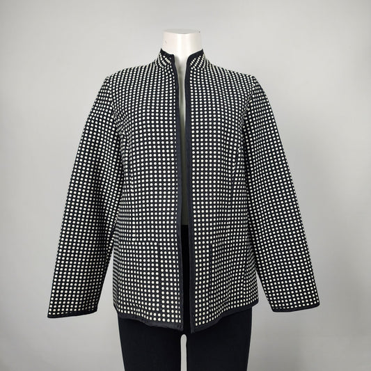 Laura Ashley Black & White Cotton Blend Blazer Jacket Size S