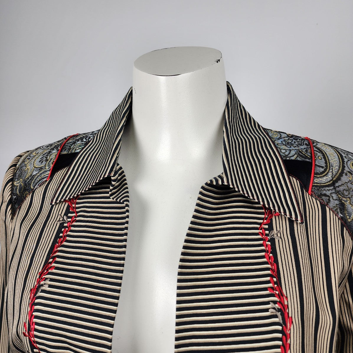 Spirit Brown Silk & Cotton Striped Blazer Size 6